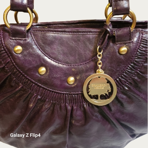 Y2K Gramercy Designs Chunky Capacious Purple Pleated Faux Leather Bag, EUC - Picture 8 of 16